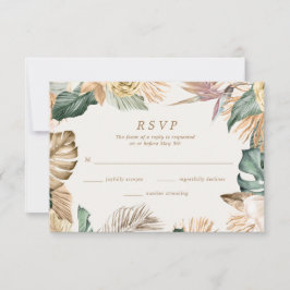 Tropical Floral Beach Hochzeit in Urlaubsort RSVP Karte