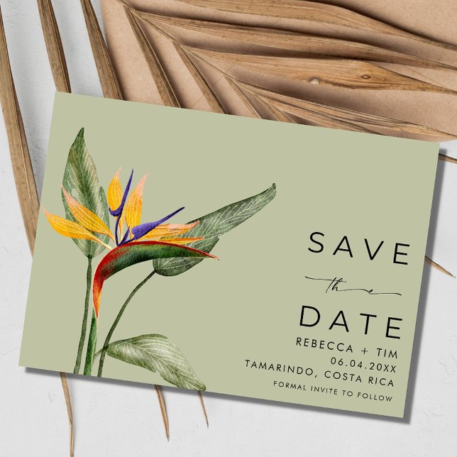Tropical Floral Beach Hochzeit in Urlaubsort Save The Date (Tropical Floral Beach Destination Wedding Save The Date)