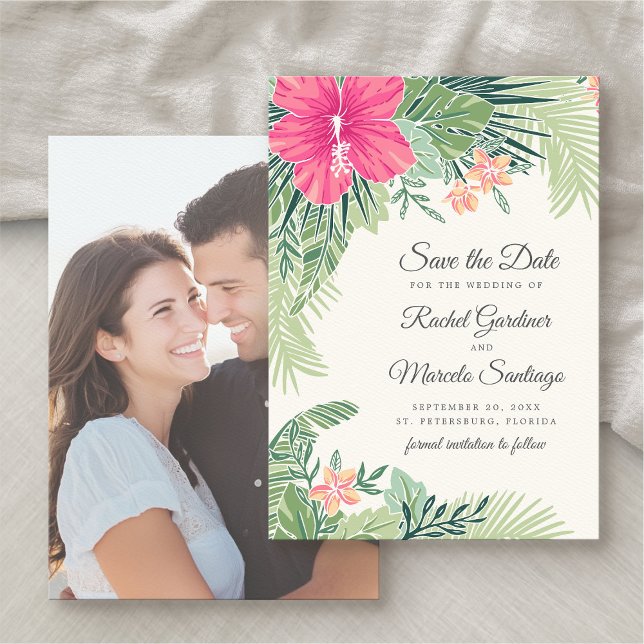 Tropical Floral Beach Hochzeit Save the Date (Von Creator hochgeladen)