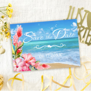 Tropical Floral Beach Hochzeit Save the Date Einladung