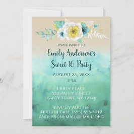 Tropical Floral Beach Thema Sweet 16 Geburtstag Einladung