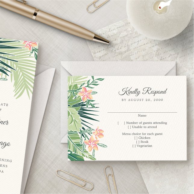 Tropical Floral Beach UAWG RSVP Karte (Von Creator hochgeladen)