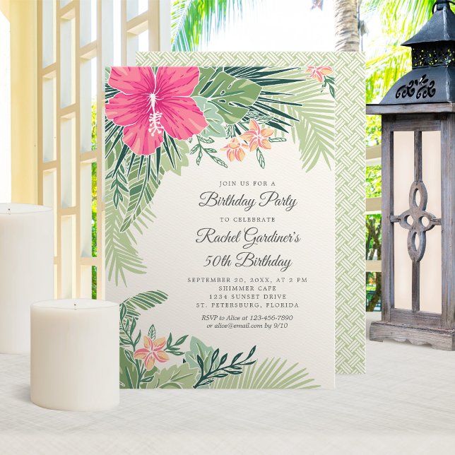 Tropical Floral Beach zum Geburtstag Einladung (Von Creator hochgeladen)
