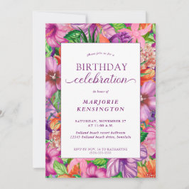 Tropical Floral Birthday Celebration Party Einladung