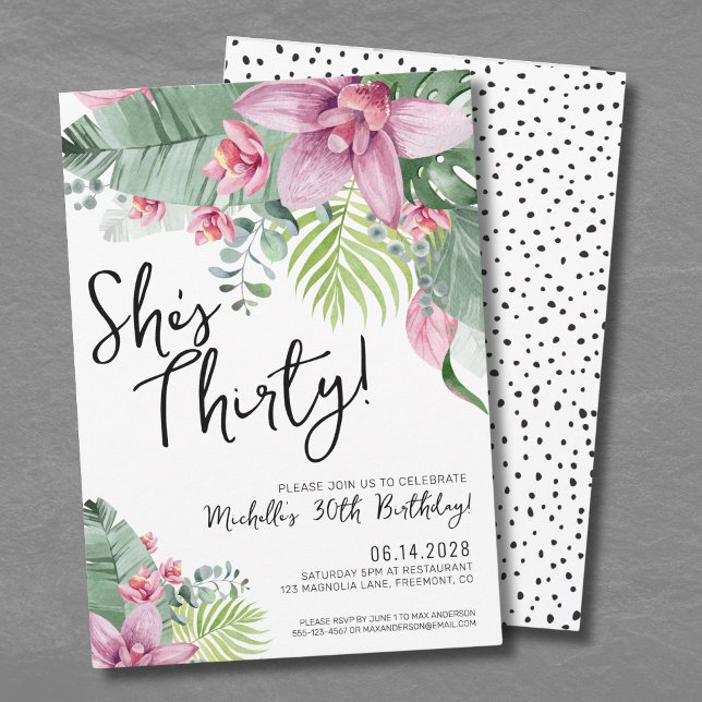 Tropical Floral Birthday Party Einladung (Thirty Tropical Floral 30th Birthday Invitation )