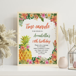 Tropical Floral Birthday Time Kapsel-Zeichen Poster