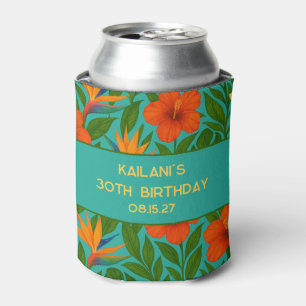 Tropical Floral Blätter Luau Hawaii Geburtstagspar Dosenkühler