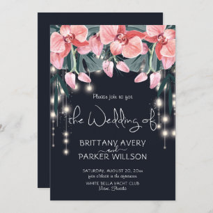 Tropical Floral Blue Wedding Einladung