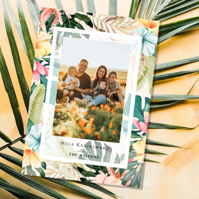 Tropical Floral & Botanical Holiday Photo Card Einladung (Von Creator hochgeladen)