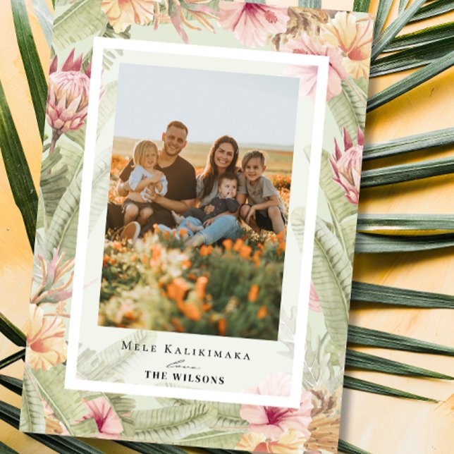 Tropical Floral & Botanical Holiday Photo Card Einladung (Von Creator hochgeladen)