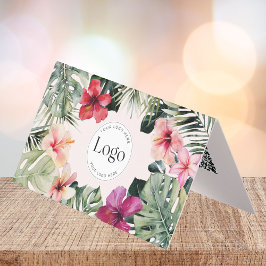 Tropical Floral Botanical Logo QR Code Folded Visitenkarten