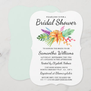 Tropical Floral Bouquet Beach Brautparty Einladung