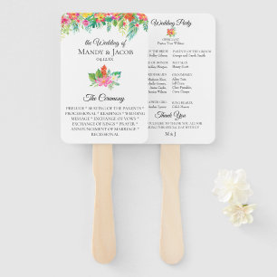 Tropical Floral Bouquet Wedding Program Fächer