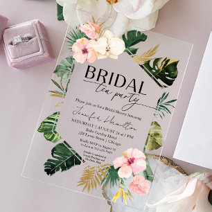 Tropical Floral Bridal Tee Party Brautparty Acryleinladungen