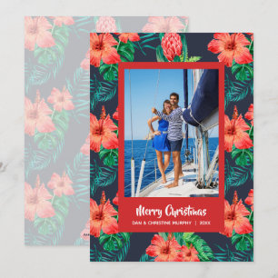 Tropical Floral Christmas Foto Feiertagskarte