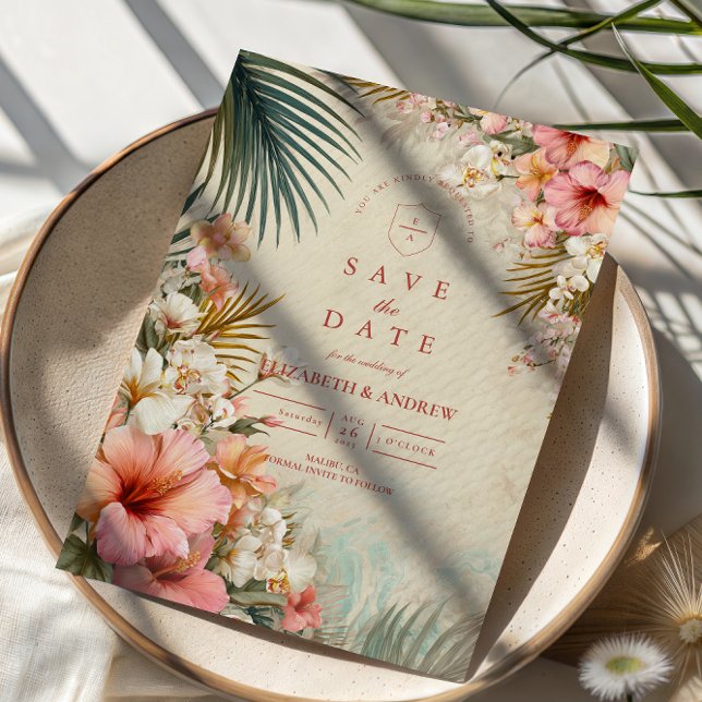 Tropical Floral Destination Wedding Save The Date (Von Creator hochgeladen)