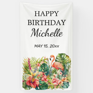 Tropical Floral Flamingo Alles Gute zum Geburtstag Banner