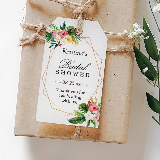 Tropical Floral Flamingo Brautparty Vielen Dank Geschenkanhänger (Von Creator hochgeladen)