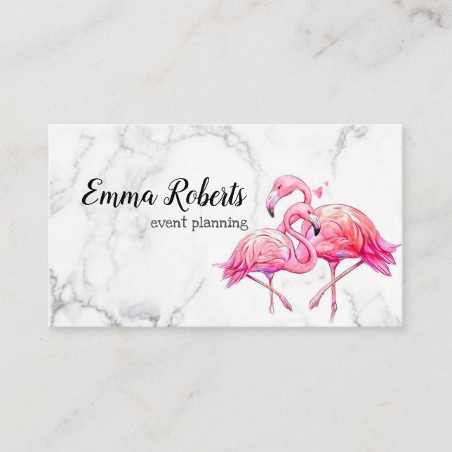 Tropical Floral Flamingo Geometric Visitenkarte (Vorderseite)