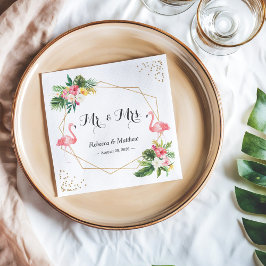 Tropical Floral Flamingos Wedding Mr. und Mrs. Serviette