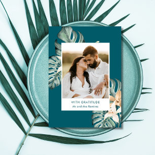 Tropical Floral Foto Wedding Vielen Dank Dankeskarte