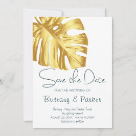 Tropical Floral Gold Wedding Save The Date