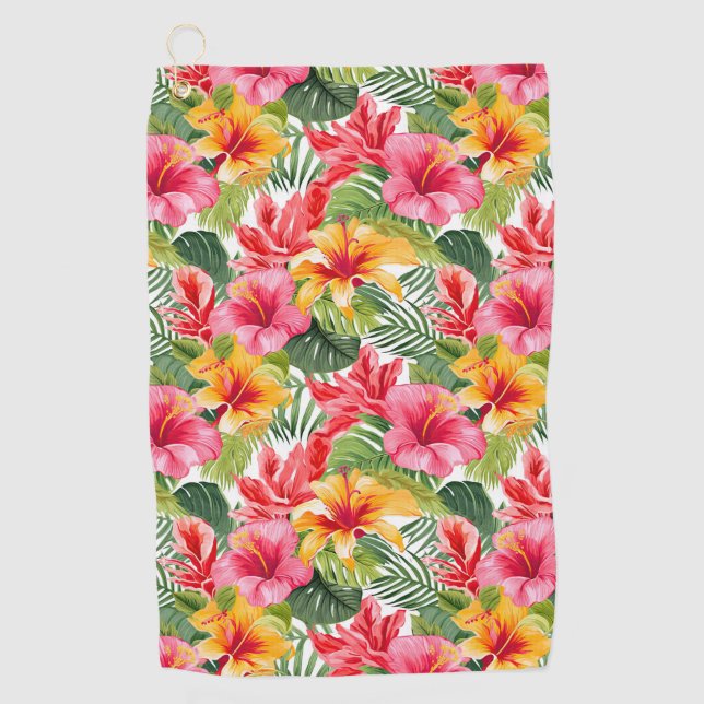 Tropical Floral Golf Towel Golfhandtuch (Vorderseite)