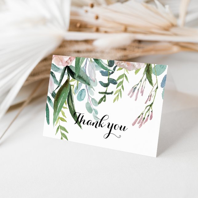 Tropical Floral & Greenerity Wedding Danke Karte (Von Creator hochgeladen)