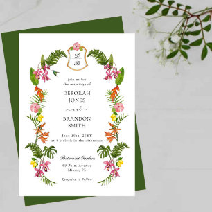 Tropical Floral & Greenery Mit Monogramm Einladung