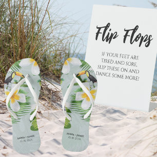 Tropical Floral Hawaii Personalisierte Gastgeschen Flip Flops