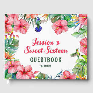 Tropical Floral Hawaiian 16 . Geburtstag Gästebuch