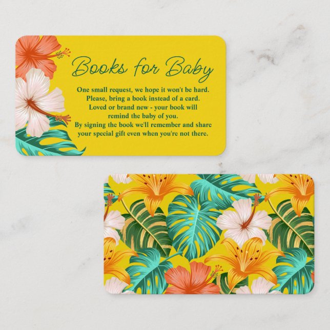 Tropical Floral Hawaiian Aloha Baby Buy Request Begleitkarte (Vorne/Hinten)