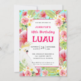 Tropical Floral Hawaiian Birthday Luau Einladung