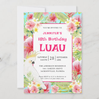 Tropical Floral Hawaiian Birthday Luau Einladung