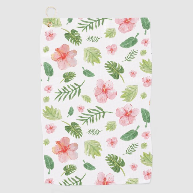 Tropical Floral Hawaiian Golfhandtuch (Vorderseite)