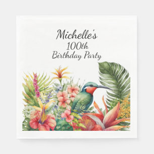 Tropical Floral Hummingbird 100. Geburtstag Serviette
