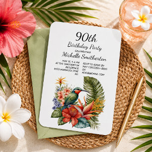 Tropical Floral Hummingbird 90. Geburtstag Einladung