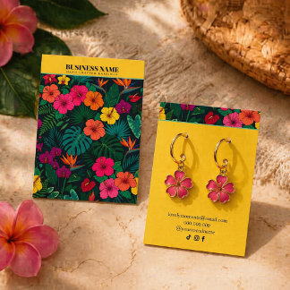 Tropical Floral Jewelry |Elegant Yellow Background Visitenkarte