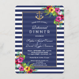 Tropical Floral Luau Marine Stripes PROBE DINNER Einladung