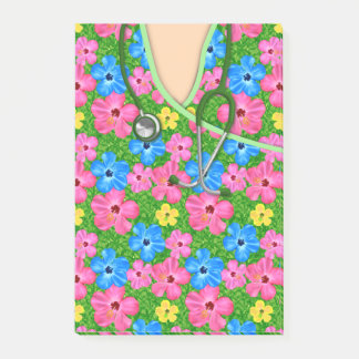 Tropical Floral Medical Scrubs Post-it Klebezettel