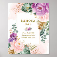 Tropical Floral Mimosa Bar Wedding Brautparty