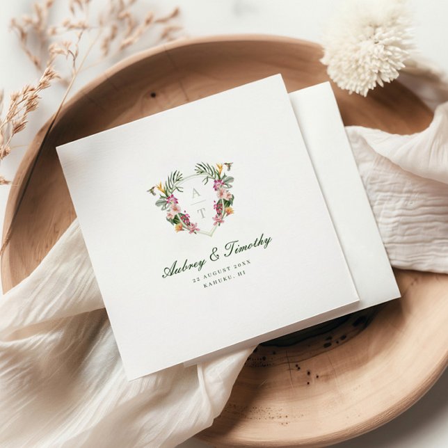 Tropical Floral Monogram Wedding Serviette (Von Creator hochgeladen)