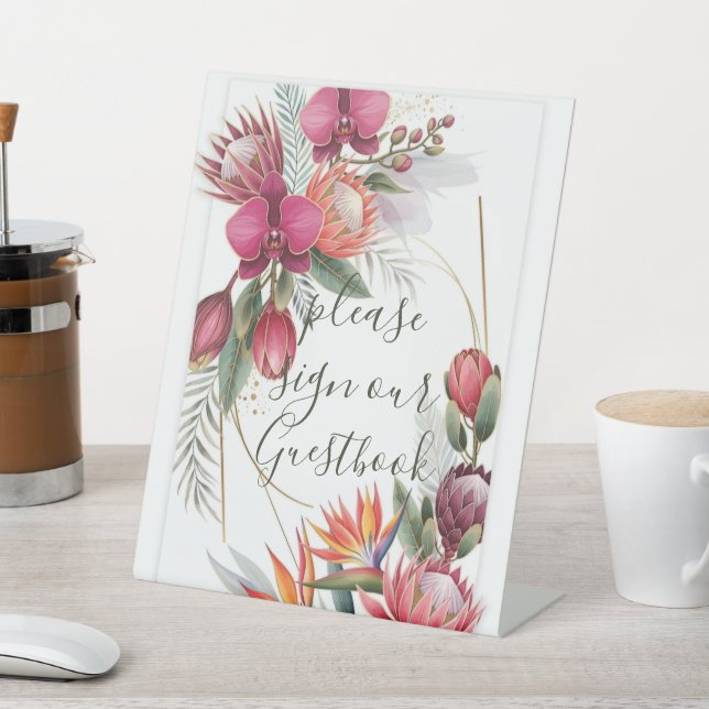 Tropical Floral Paradise Botanical Gold Wedding  Sockelschild (In SItu)