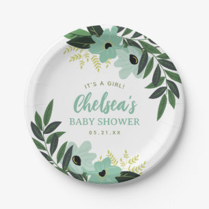 Tropical Floral Personalisiert Baby Dusche Pappteller