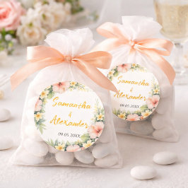 Tropical floral soft romance runder aufkleber