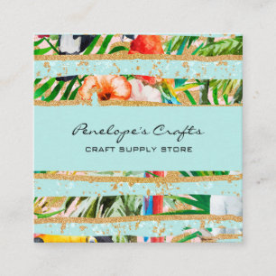 Tropical Floral Square Business Card Quadratische Visitenkarte