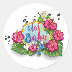 Tropical Floral Summer Aloha Baby Aufkleber