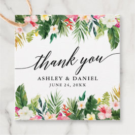 Tropical Floral Wedding Calligraphy Vielen Dank Geschenkanhänger