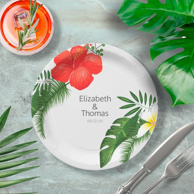 Tropical Floral Wedding ID475 Pappteller (Von Creator hochgeladen)