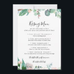 Tropical Floral Wedding Kissing Menu Game Card<br><div class="desc">Diese tropische,  blumengeschmückte Spielkarte eignet sich hervorragend für einen modernen Hochzeitsempfang. Die illustrierten Blume sind weiß,  gelb,  rosa,  rot,  mit schönen,  grün grün grün Blätter,  die Eleganz inspirierend.</div>